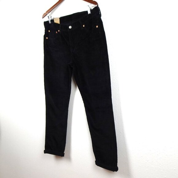 Levi's Corduroy Jeans Women's Size 32x30 Black Cords Tapered Boyfriend - Picture 3 of 10